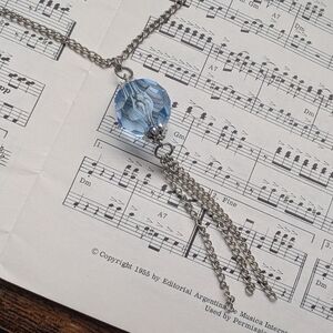 Elegant Silver Necklace with Blue Crystal Pendant